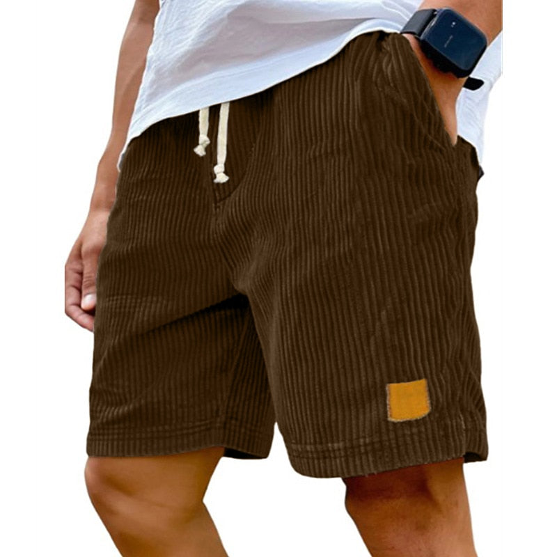 Men's Comfort Corduroy Shorts-Casual Plain Knee Length
