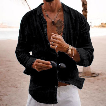 Cotton Linen Button-Up Shirt