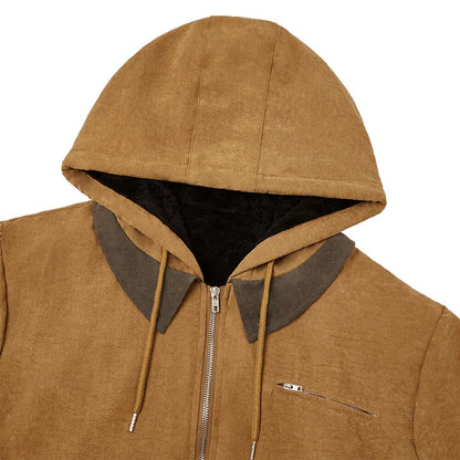 Suede Fleece Hooded Jacket for Everyday Wear