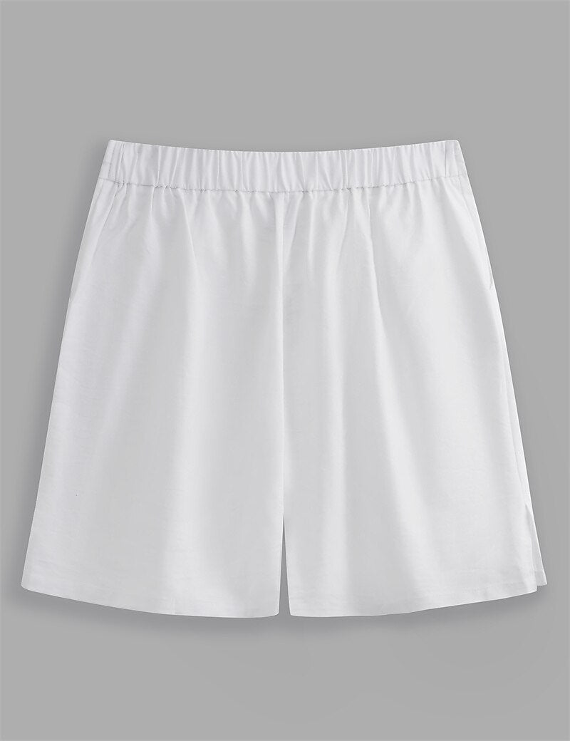 Drawstring Linen Shorts-Relaxed Fit for Beach & Vacation