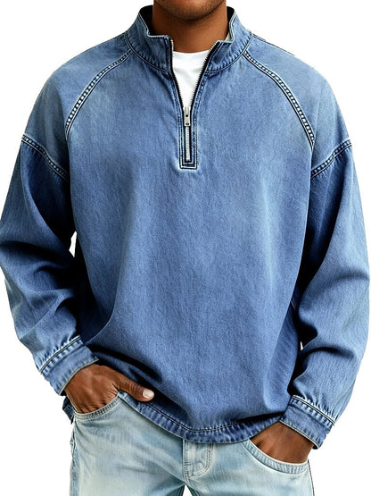 Vintage Zip Up 100% Cotton Henley Shirt
