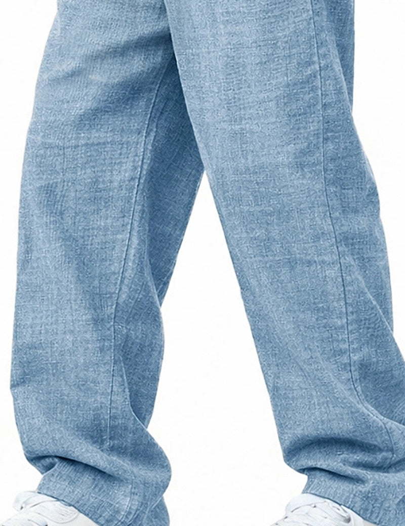 Men's Summer Linen Pants -Elastic Drawstring Waist