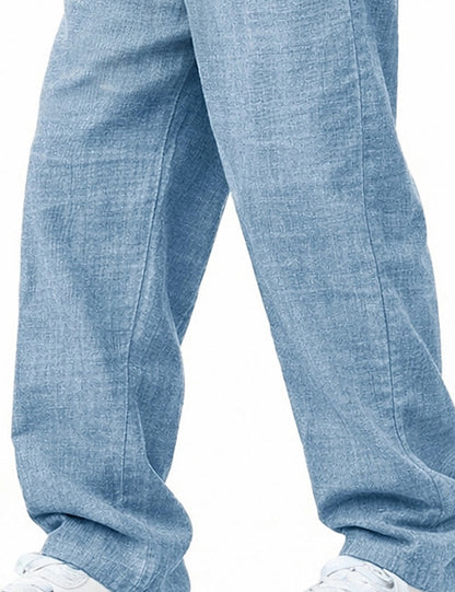 Men's Summer Linen Pants -Elastic Drawstring Waist