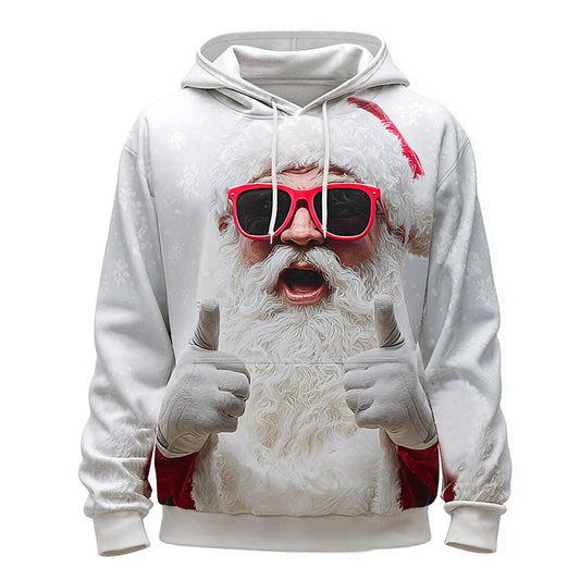 Santa Christmas Blue Holiday Pullover Hoodie