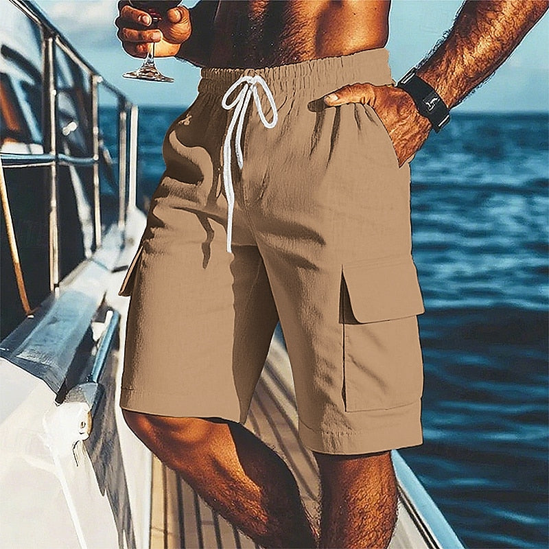 Lightweight Linen Shorts-Knee Length Shorts for Outdoor Activities