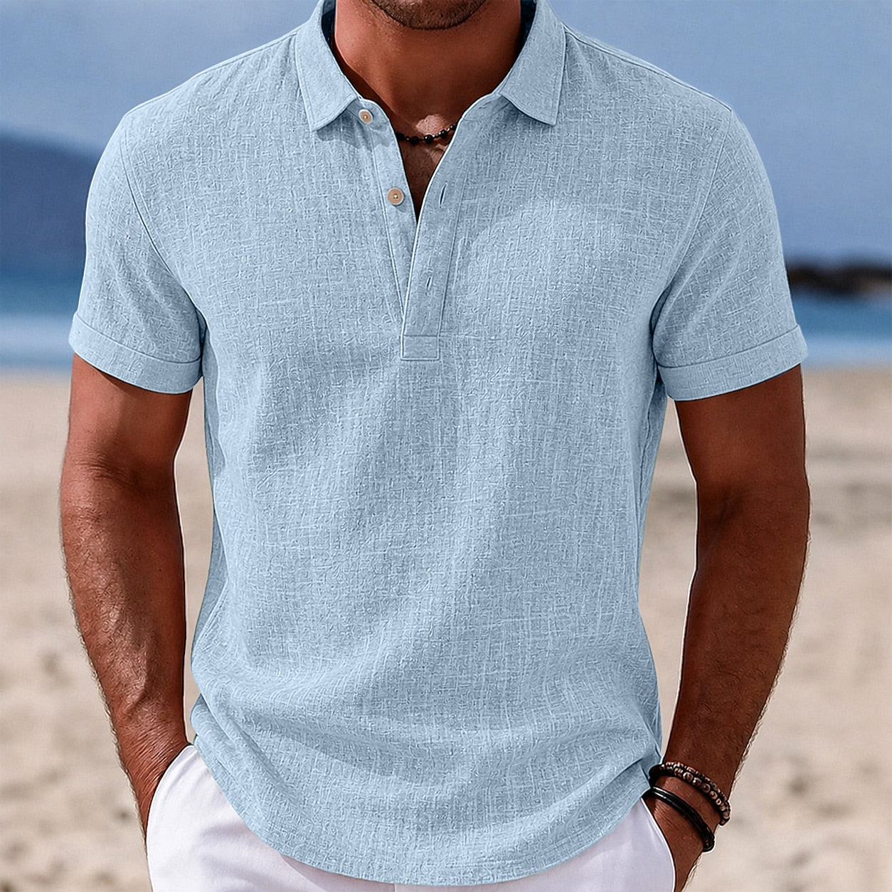 Breathable Linen Polo  Shirt
