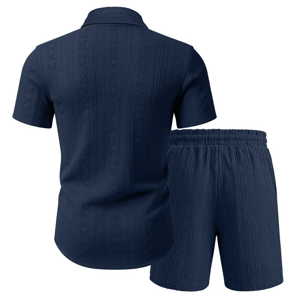 Men's Jacquard Shirt & Shorts Set