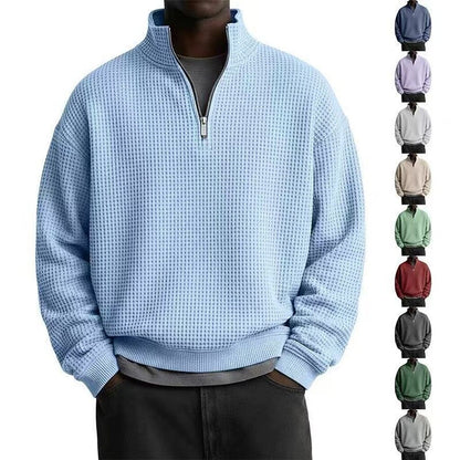 Textured Quarter Zip Waffle Polo