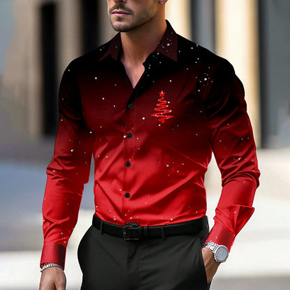 Christmas Tree Casual Dress Button Shirt