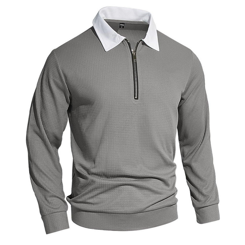 Cozy Waffle Quarter-Zip Polo Shirts