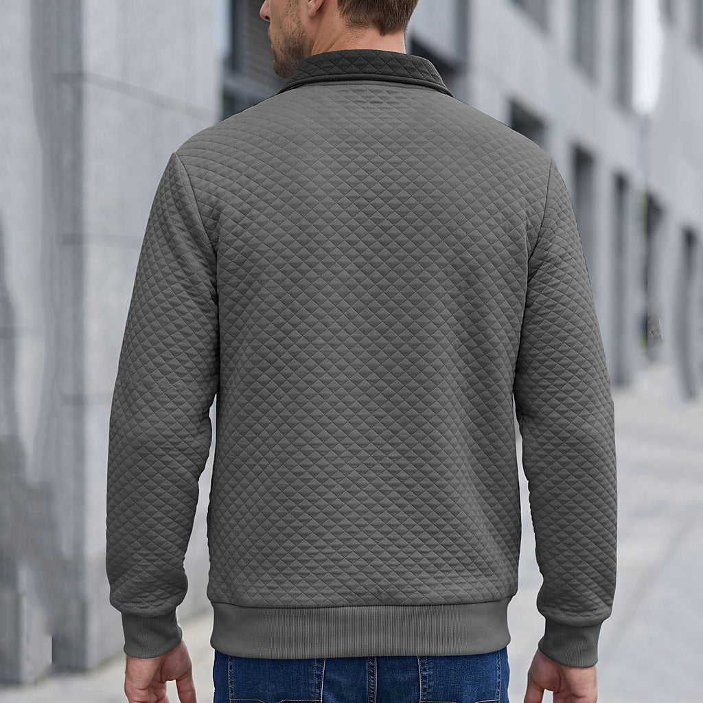 Colorblock Waffle Quarter-Zip Sweatshirt