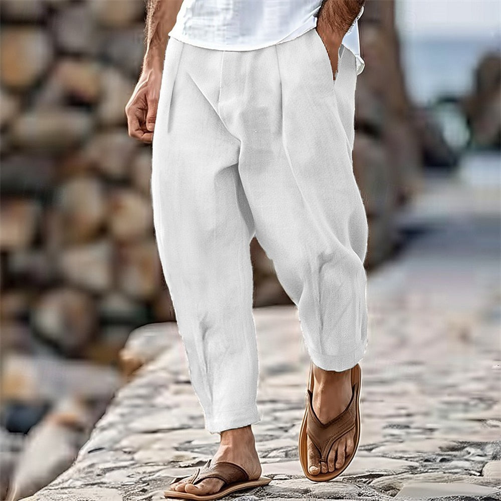 100% Cotton Pants - Casual Summer Full Length Pants