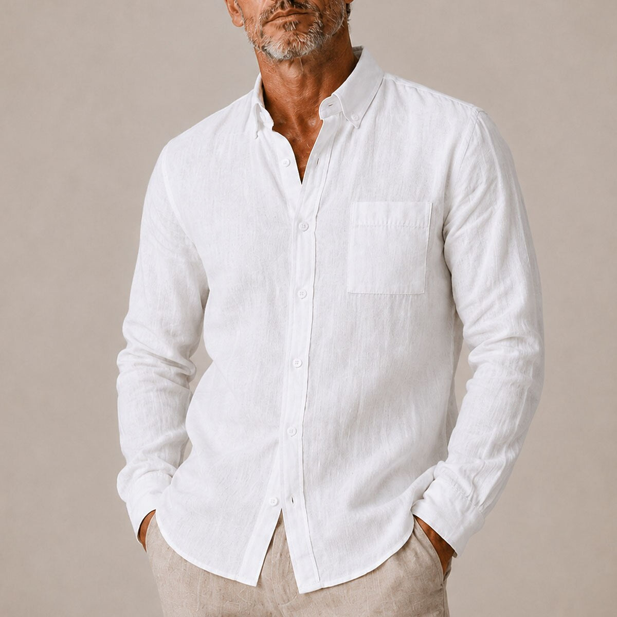 Men's Cotton Linen Shirt - Casual Button-Up for Everyday Comfort