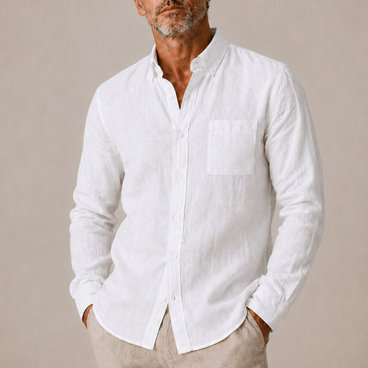 Breathable Cotton Linen Shirt - Casual Button-Up for Everyday Comfort