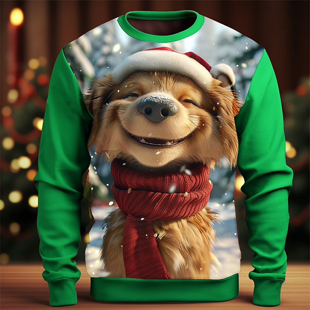 Christmas Funny Dog Graphic Crewneck Sweatshirt
