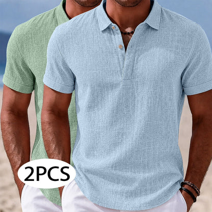 2-Pack Lightweight Linen Polo Shirts