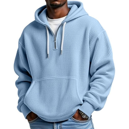 Classic Waffle Knit Quarter Zip Hoodie