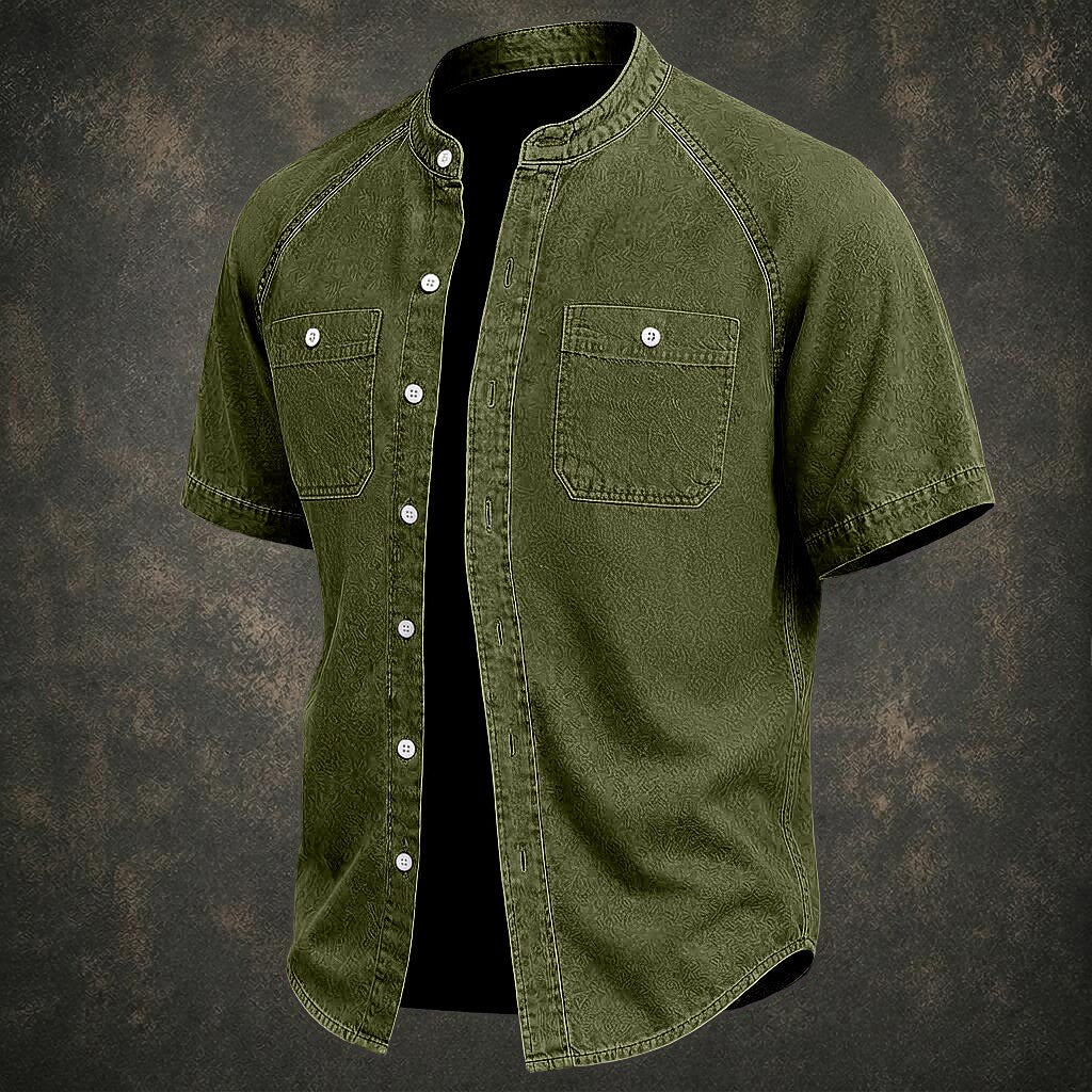 Vintage Washed Cotton Button Up Shirt