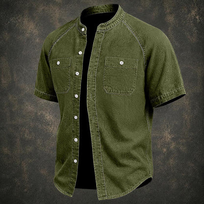 Vintage Washed Cotton Button Up Shirt