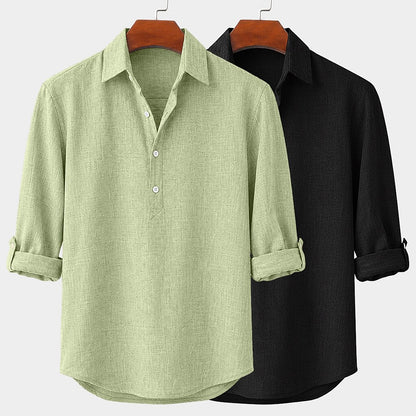 2-Pack Roll Up Or Down Sleeve Linen Popover Shirts
