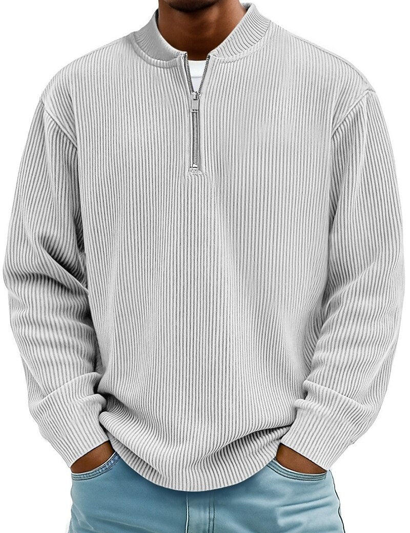 Breathable Zipped  Corduroy Henley Shirt