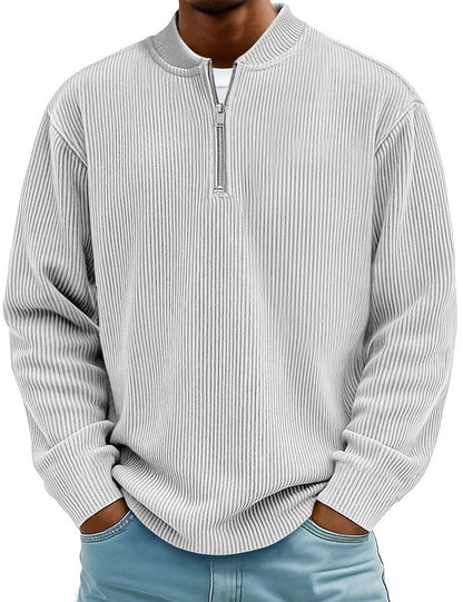 Breathable Zipped  Corduroy Henley Shirt