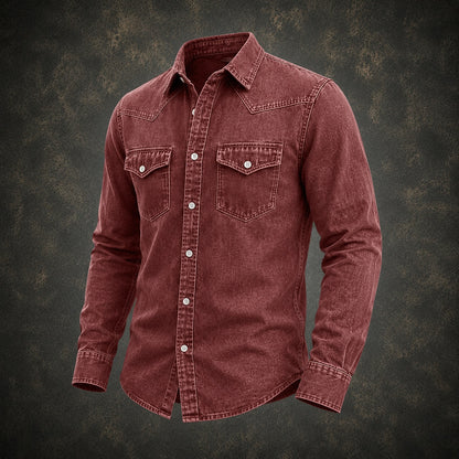 Vintage Washed Cotton Denim Work Shirt