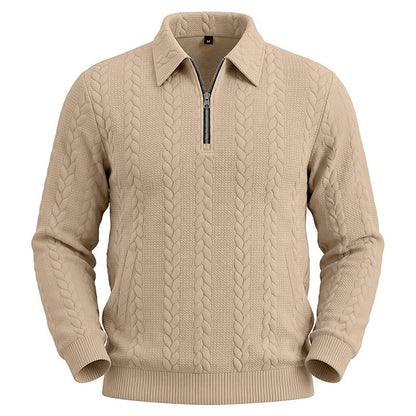 Soft Textured Jacquard Quarter Zip Polo