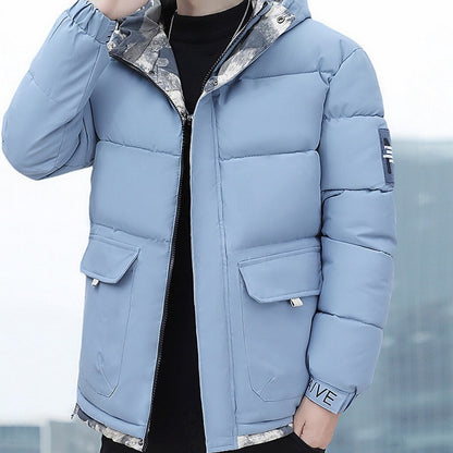 Men’s Quilted Hooded Patchwork Puffer Jacket – Everyday Warmth & Practical Style
