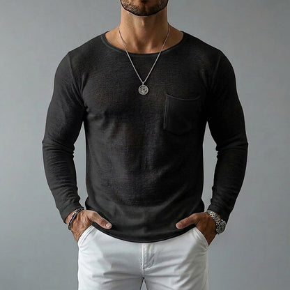 Men’s Relaxed Linen Texture Pocket Shirt