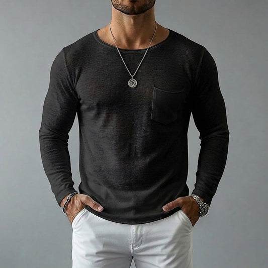 Men’s Relaxed Linen Texture Pocket Shirt