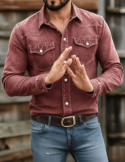 Washed Cotton Button Work Shirt