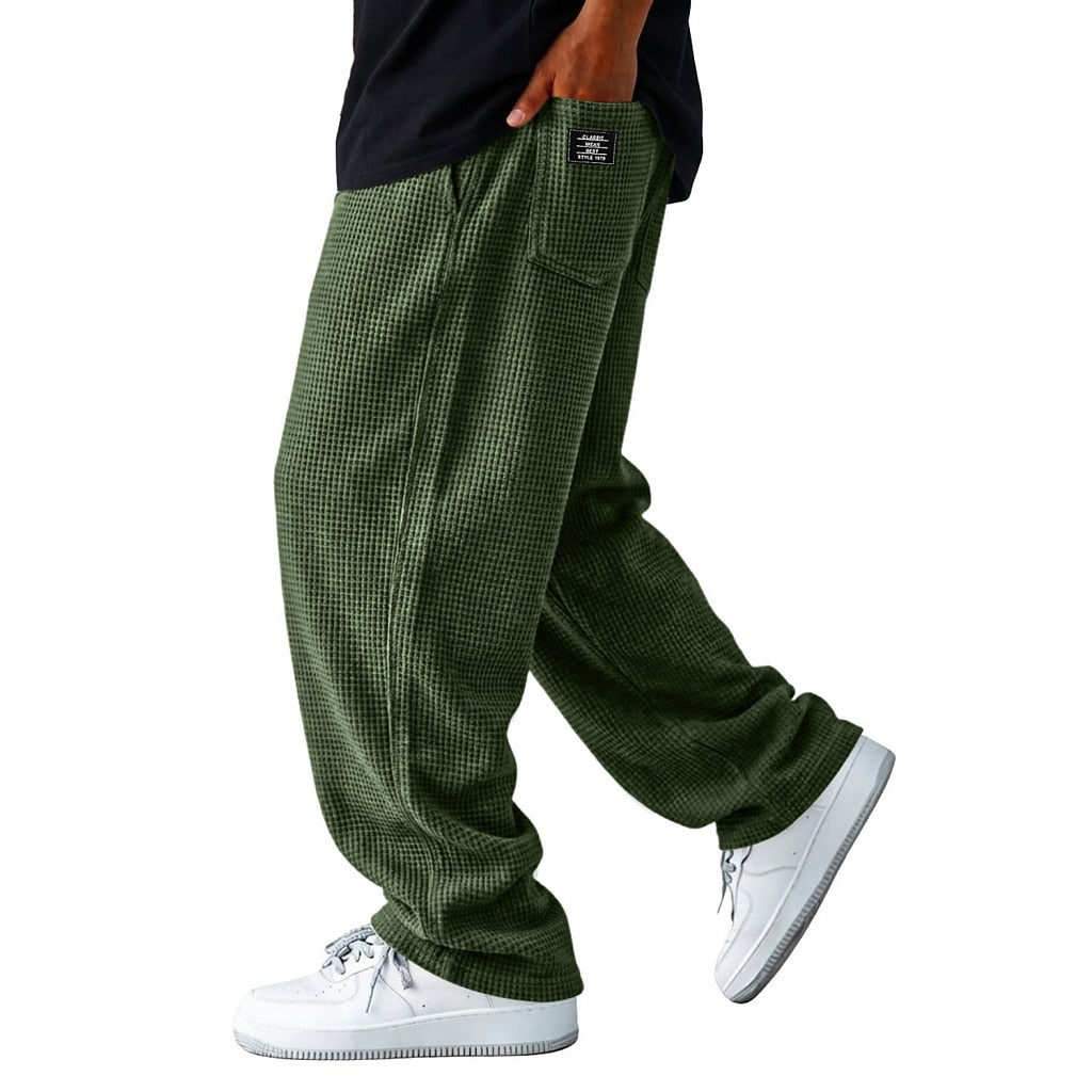 Relaxed Textured Waffle Pants