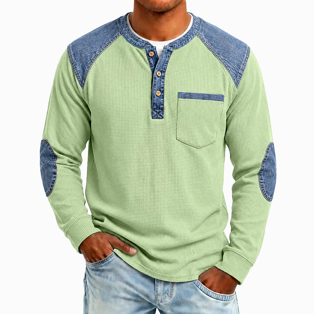 Vintage Waffle Henley Pocket Shirt
