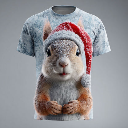 Men's Christmas 3D Squirrel Graphic Tee
