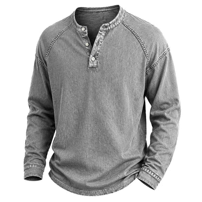 Broken-in Cotton Long Sleeve Henley