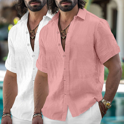 2Pcs Men's Linen Shirts Set