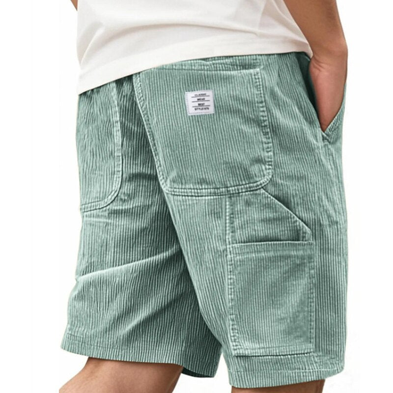 Men's Corduroy Shorts-Comfortable Drawstring Pocket Shorts