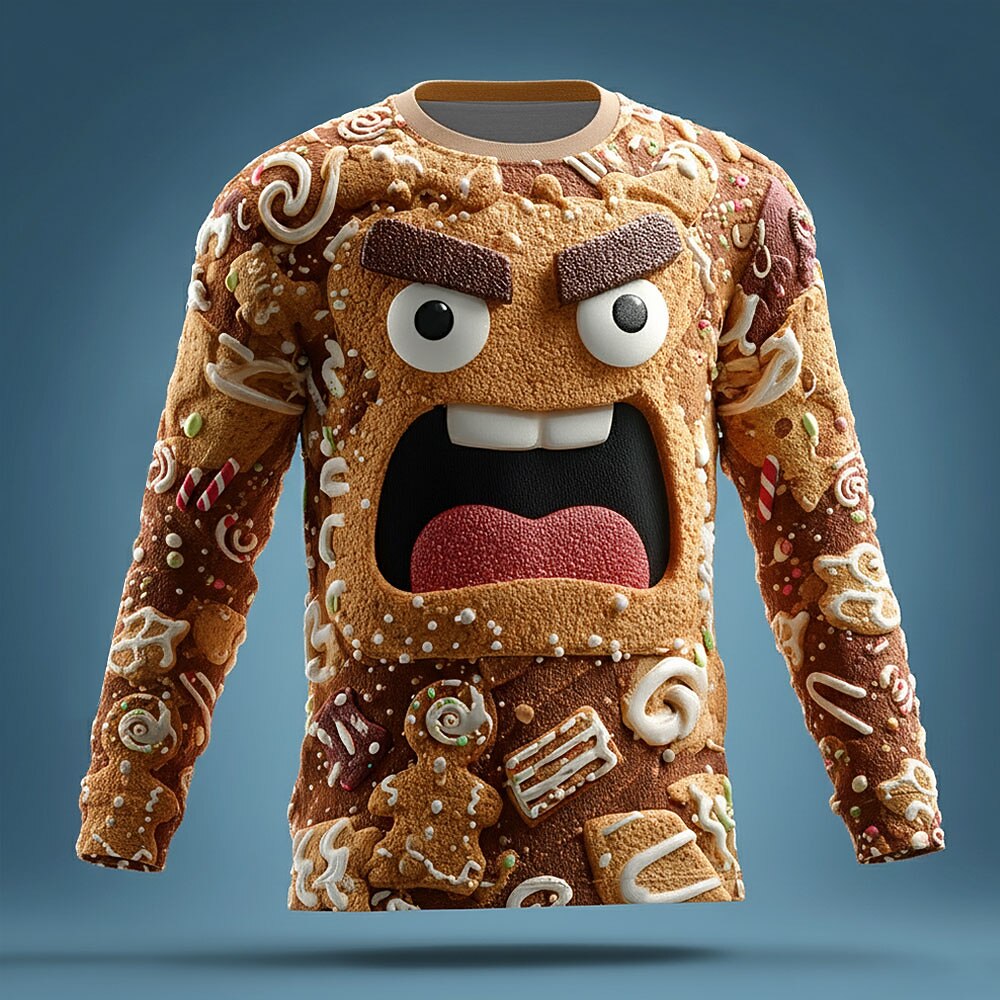Men's Gingerbread Christmas Casual Long Sleeve T-Shirt