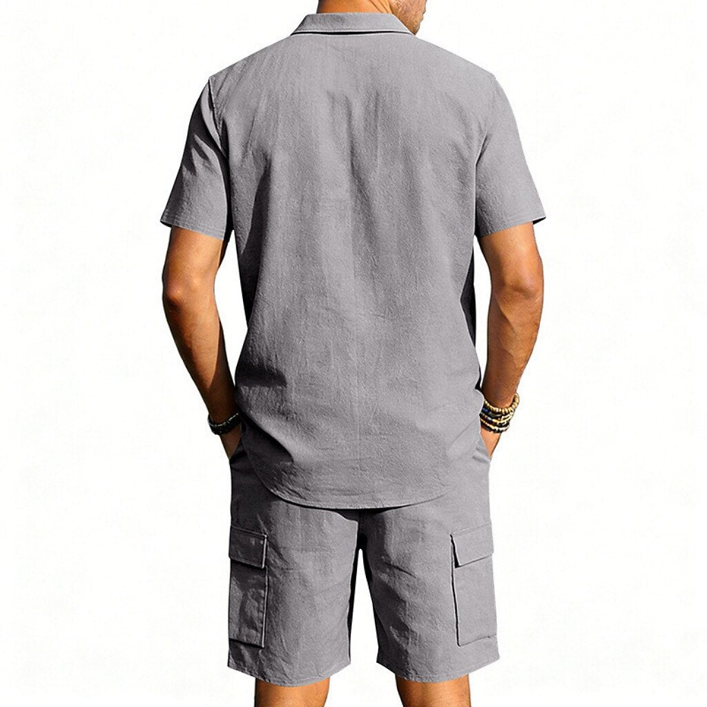 Cotton Linen Shirt & Shorts Set
