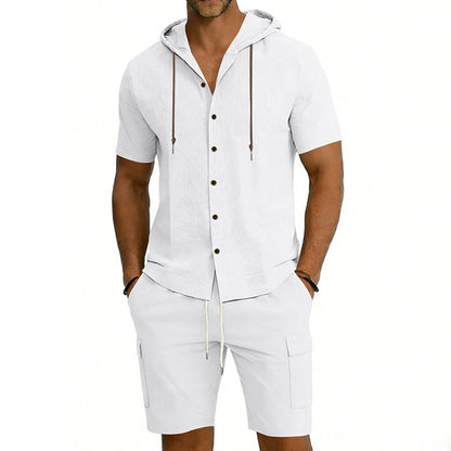 Men's 2-Piece Linen Set-Shirt and Shorts