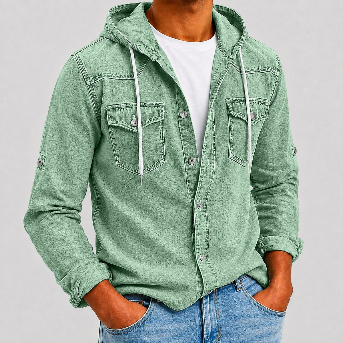 SoftFade Washed Hooded Denim Shirt
