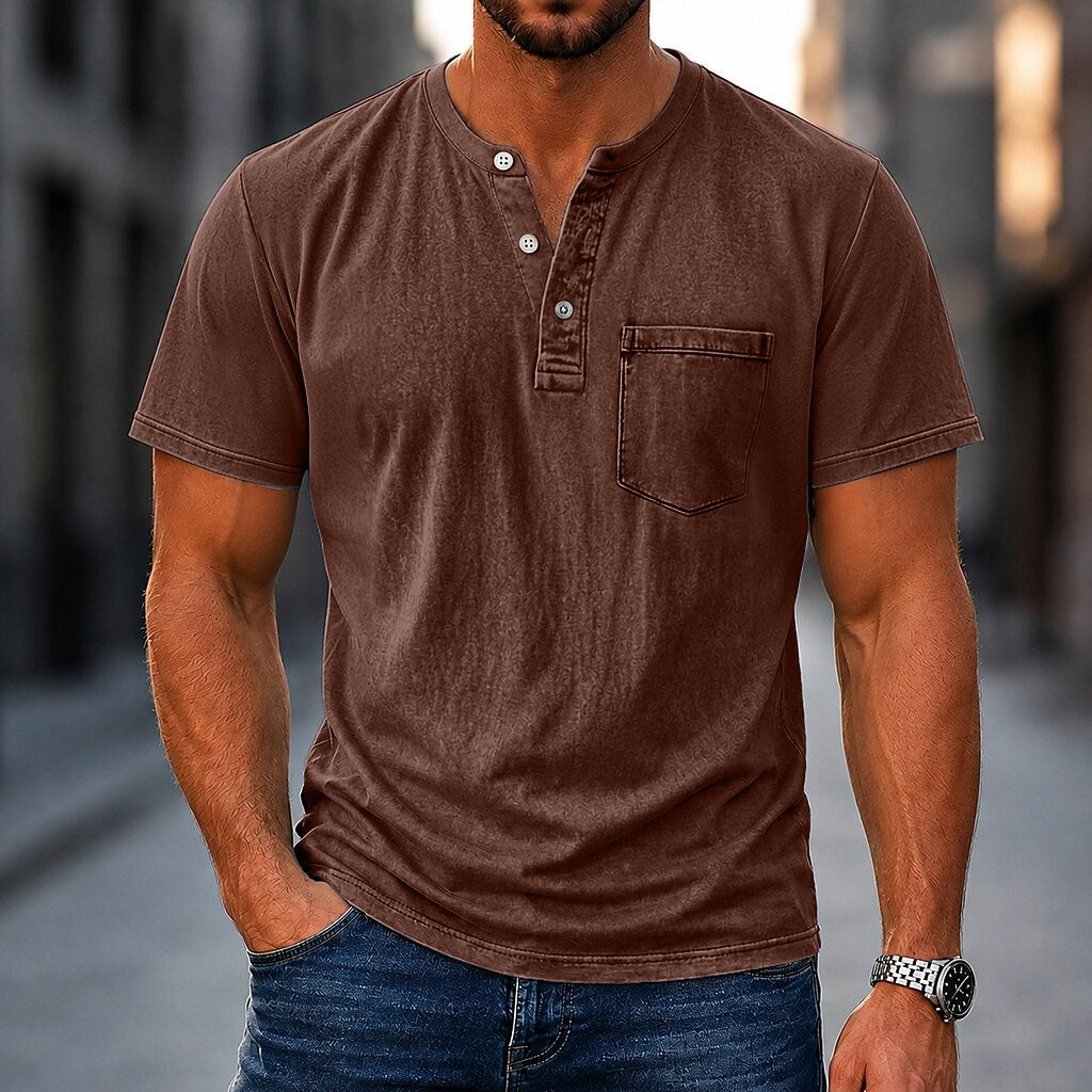 Vintage Washed 100% Cotton Henley