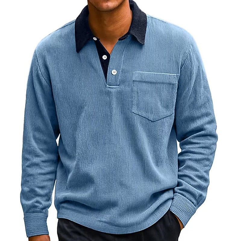 Colorblock Corduroy Polo Shirt
