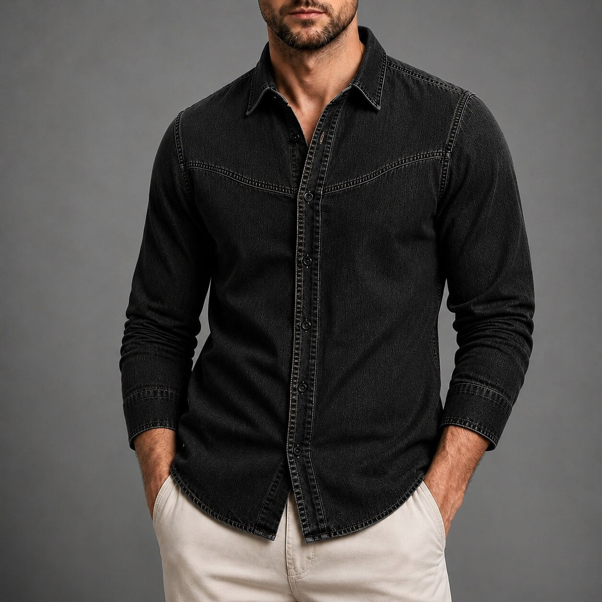 Relaxed Washed Cotton Button Up Shirt