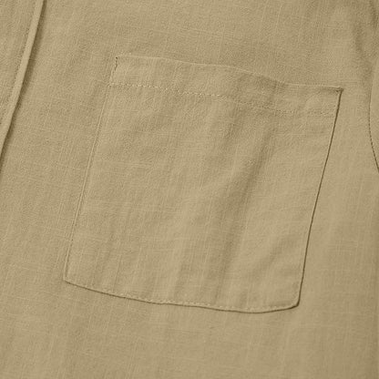 Cotton Linen Shirt-Button Up with Pocket