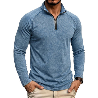 Relaxed Washed Cotton Henley Shirt