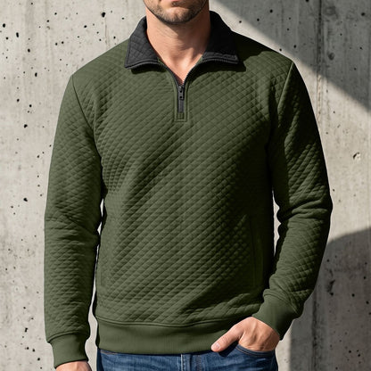 Colorblock Waffle Quarter-Zip Sweatshirt