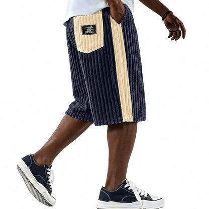 Textured Corduroy Shorts With Pocket