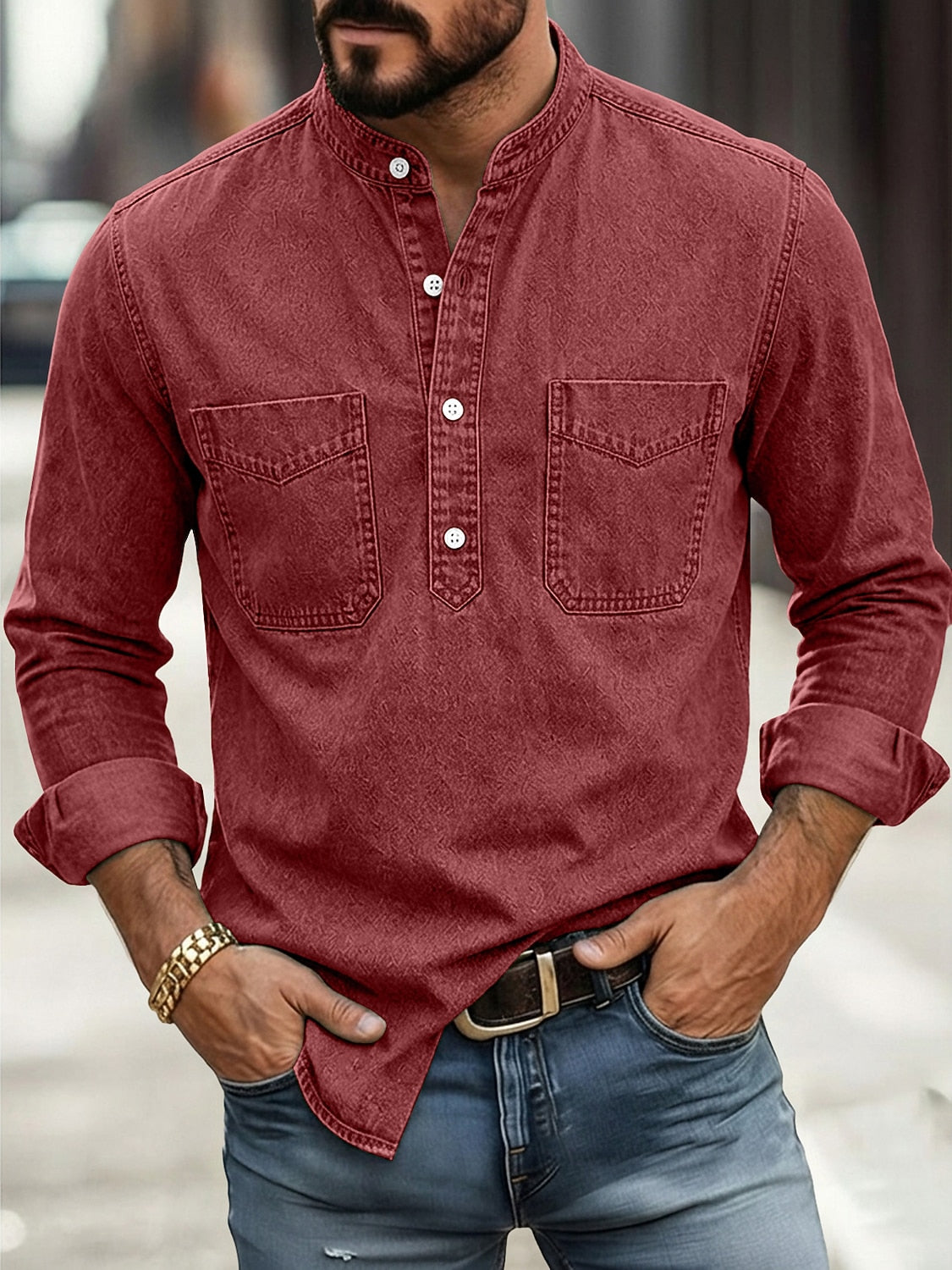 Vintage Washed Cotton Western Pocket Shirt